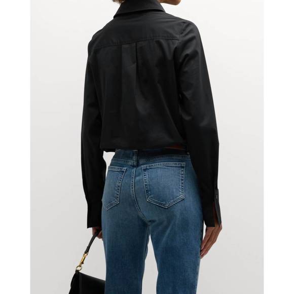 NEW FINLEY moxie button-down split-cuff poplin shirt in black - Picture 2 of 3